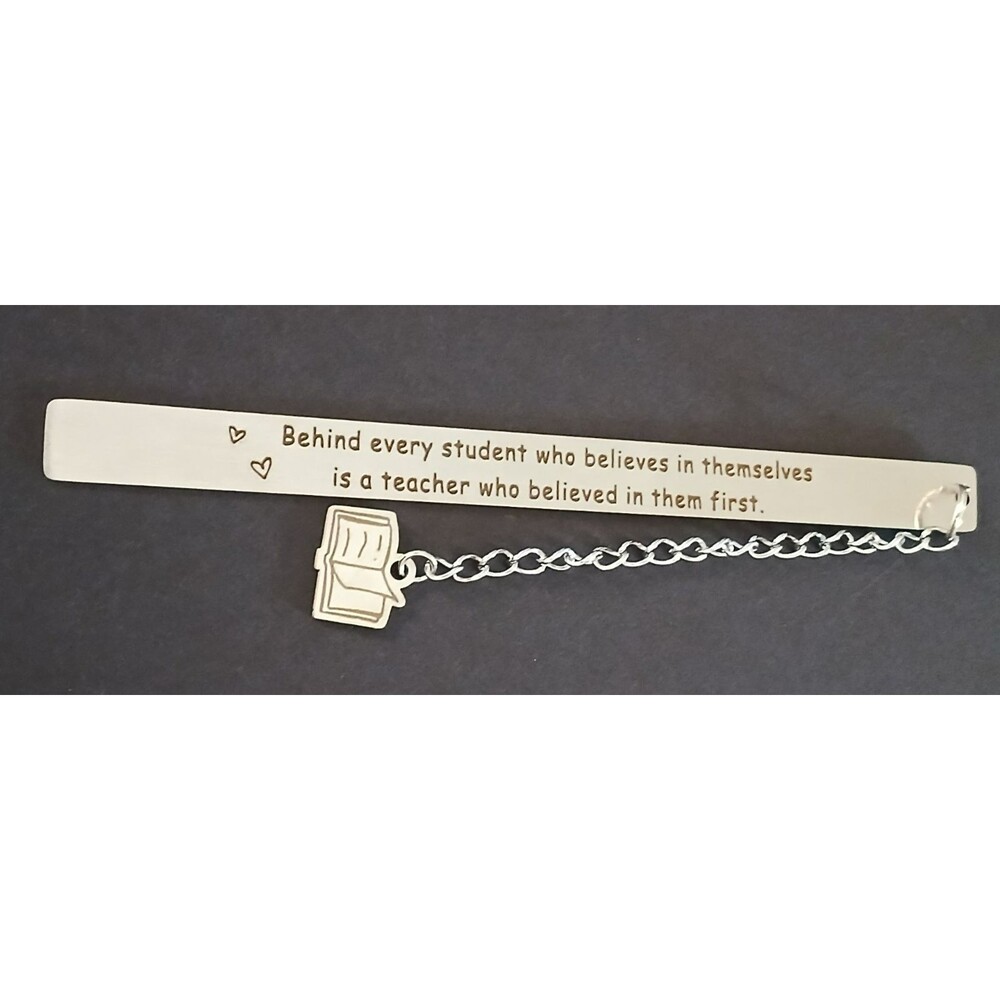 Silver Metal Bookmark With Dangling Chain for Students From Teacher Gift Idea